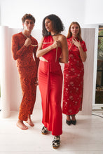 Load image into Gallery viewer, RED SATIN CHINEESE DRESS