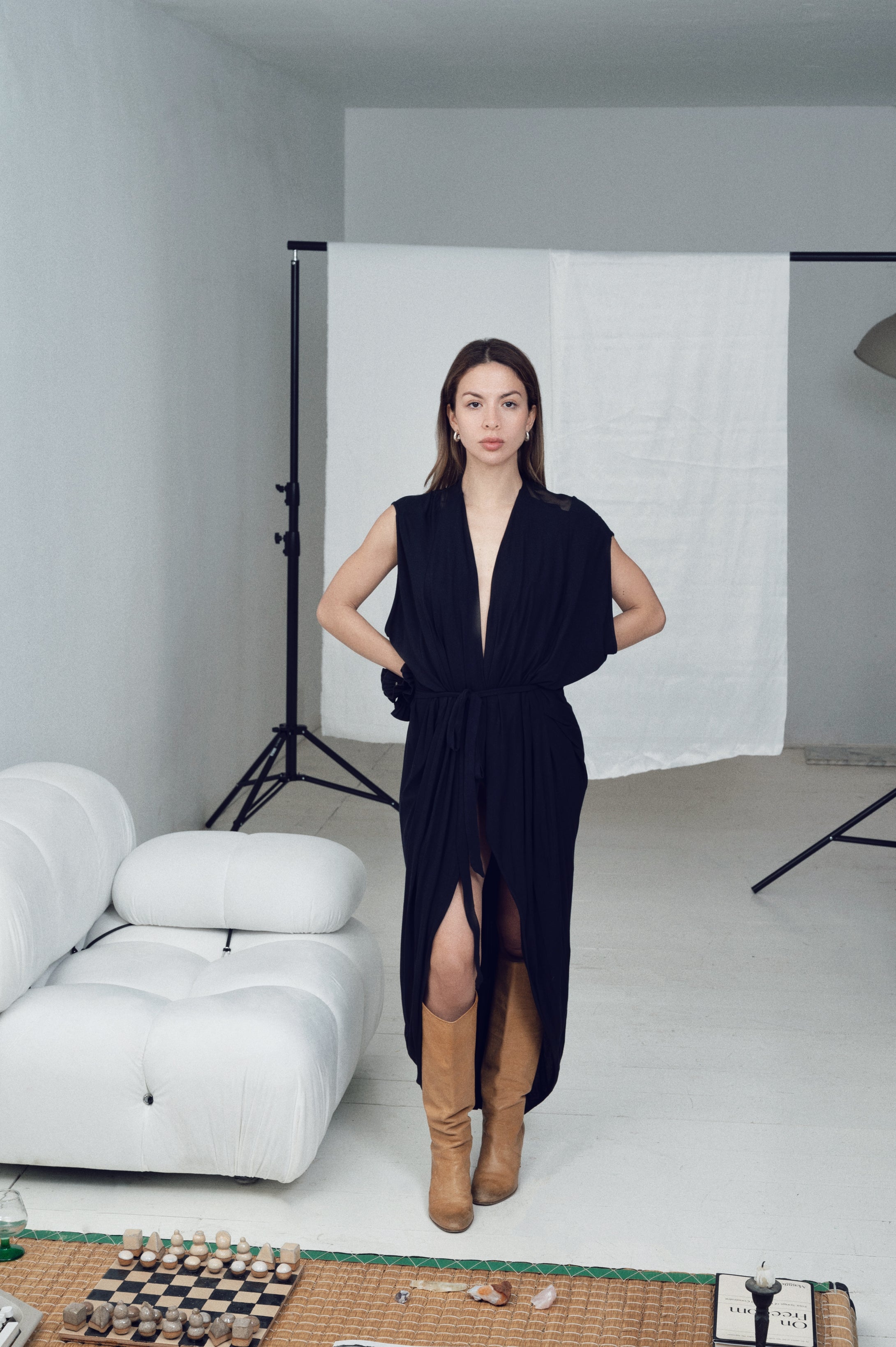 DVSM Black Wrap-Up Dress with Mesh Back