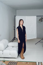 Load image into Gallery viewer, DVSM Black Wrap-Up Dress with Mesh Back

