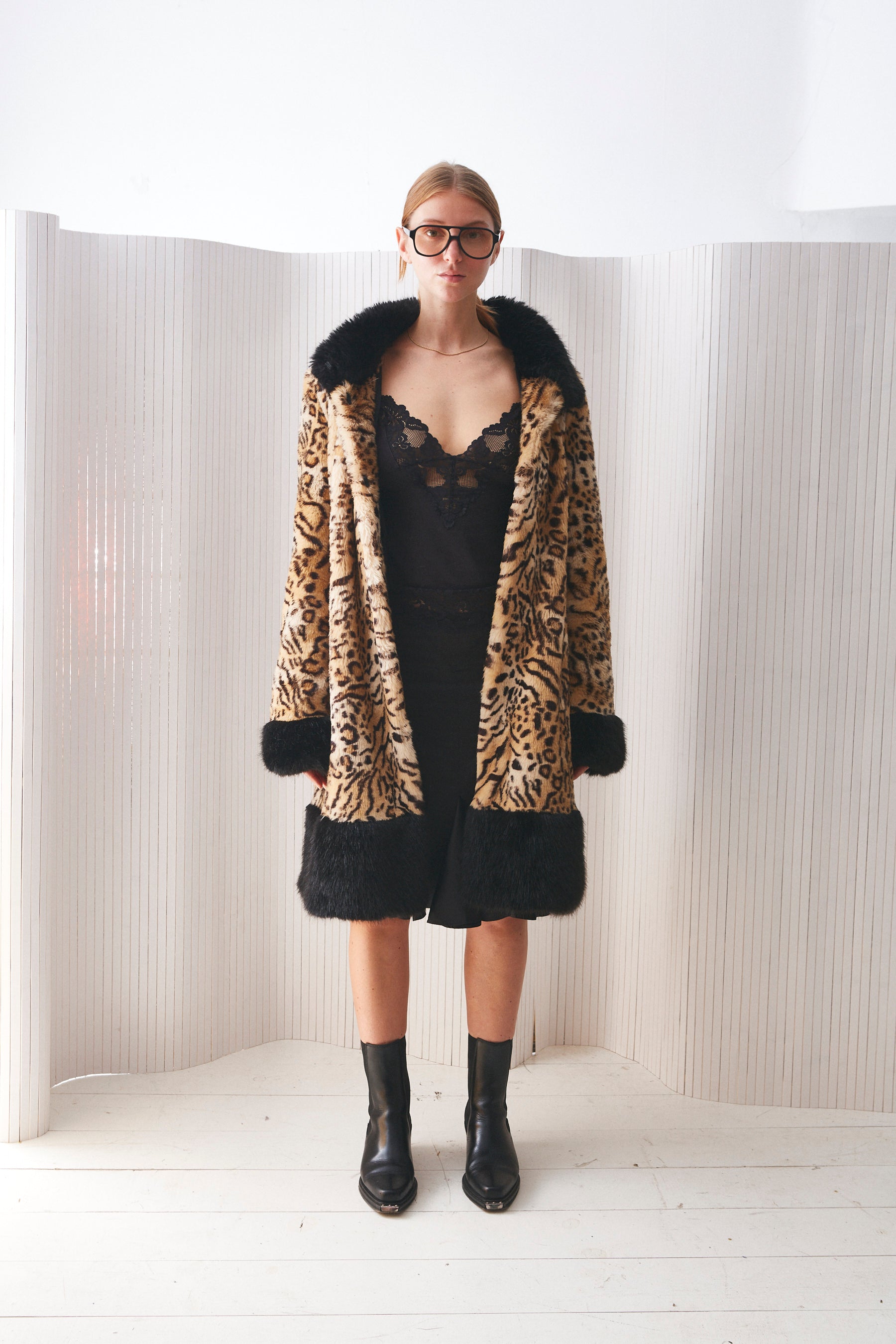 KIWI LEOPARD PRINT FUR COAT