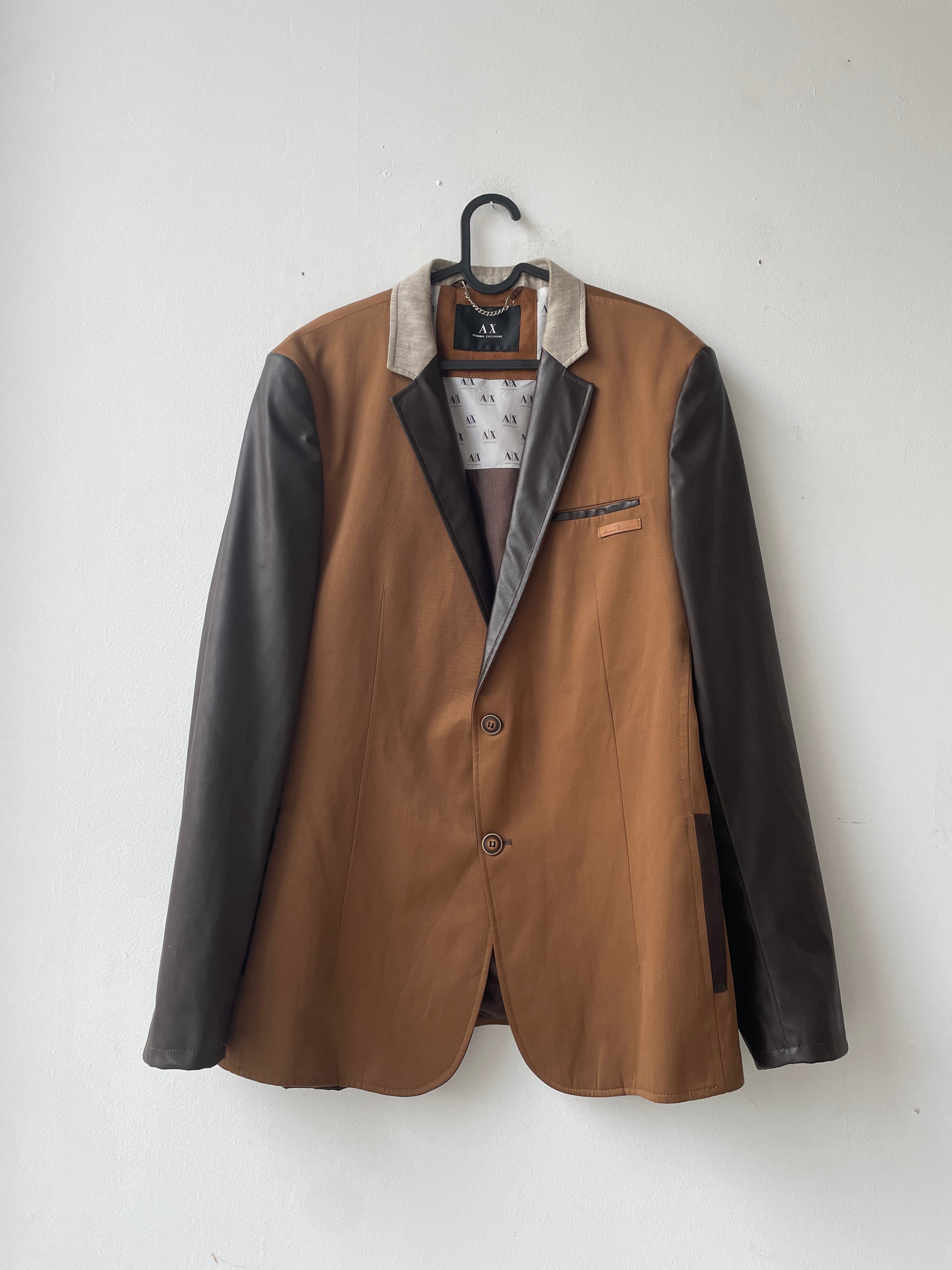 Brown faux-leather blazer