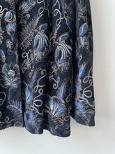 Load image into Gallery viewer, Flower embroidery Leather Jacket
